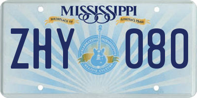 MS license plate ZHY080