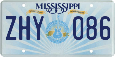 MS license plate ZHY086
