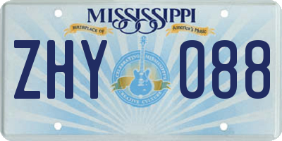 MS license plate ZHY088