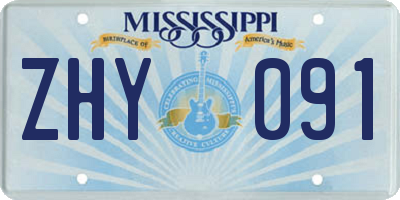 MS license plate ZHY091