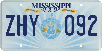 MS license plate ZHY092