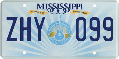 MS license plate ZHY099