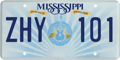 MS license plate ZHY101