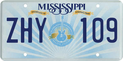 MS license plate ZHY109