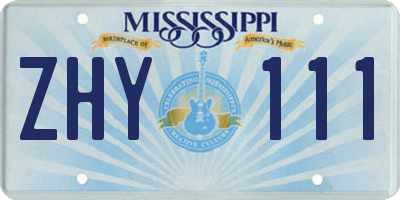 MS license plate ZHY111
