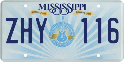 MS license plate ZHY116