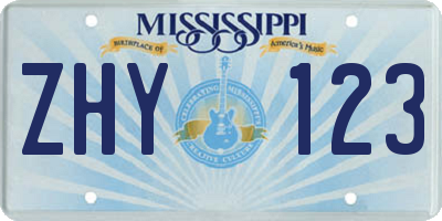 MS license plate ZHY123