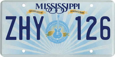 MS license plate ZHY126