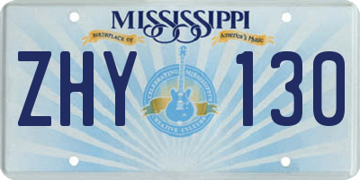 MS license plate ZHY130