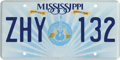 MS license plate ZHY132