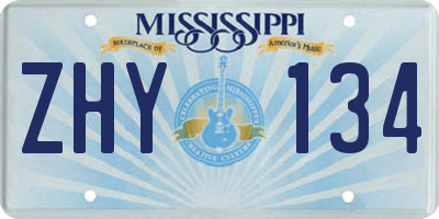 MS license plate ZHY134