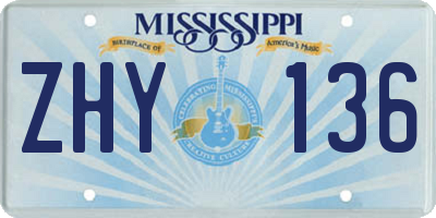 MS license plate ZHY136
