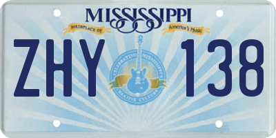 MS license plate ZHY138