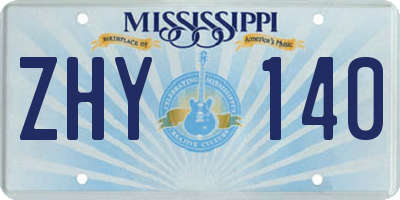 MS license plate ZHY140