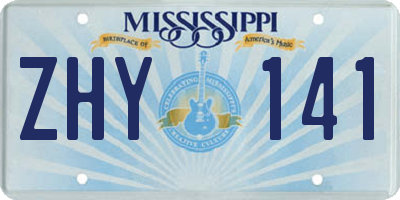 MS license plate ZHY141
