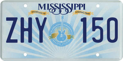 MS license plate ZHY150