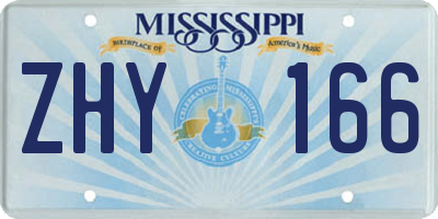 MS license plate ZHY166
