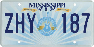 MS license plate ZHY187