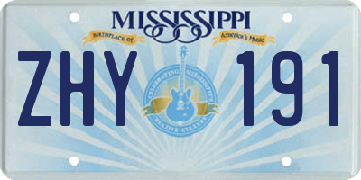 MS license plate ZHY191