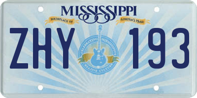 MS license plate ZHY193