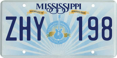 MS license plate ZHY198