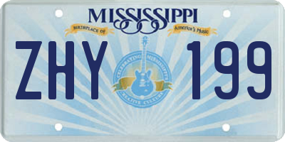 MS license plate ZHY199