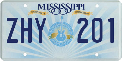 MS license plate ZHY201