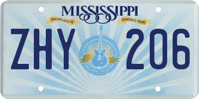 MS license plate ZHY206