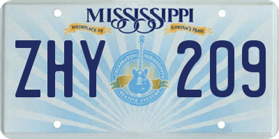 MS license plate ZHY209