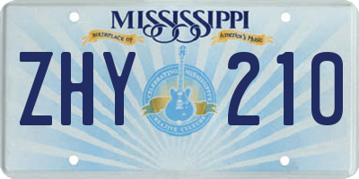 MS license plate ZHY210