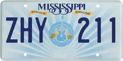MS license plate ZHY211