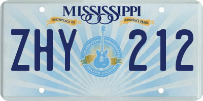 MS license plate ZHY212