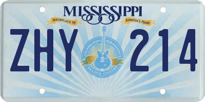MS license plate ZHY214