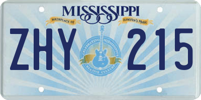 MS license plate ZHY215