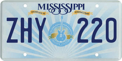 MS license plate ZHY220