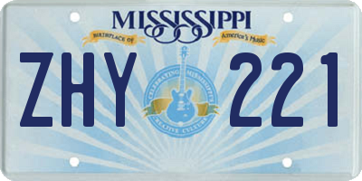 MS license plate ZHY221