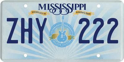 MS license plate ZHY222