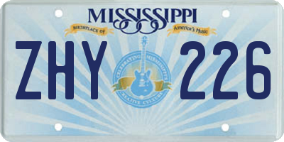 MS license plate ZHY226
