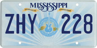 MS license plate ZHY228