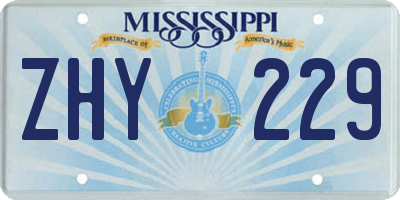 MS license plate ZHY229