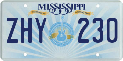 MS license plate ZHY230