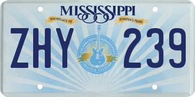 MS license plate ZHY239