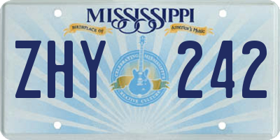 MS license plate ZHY242