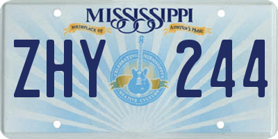 MS license plate ZHY244