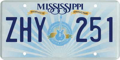 MS license plate ZHY251