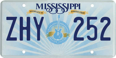 MS license plate ZHY252