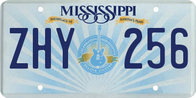 MS license plate ZHY256