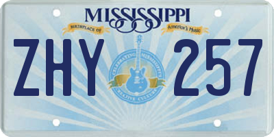 MS license plate ZHY257