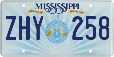 MS license plate ZHY258