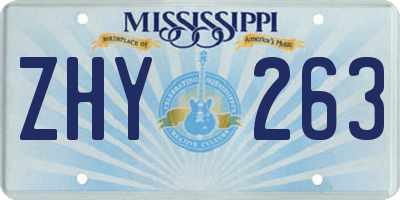 MS license plate ZHY263